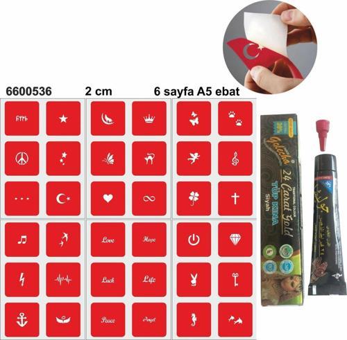 Minimal Desenler Hint Kınası ile Geçici Dövme Yapma Seti