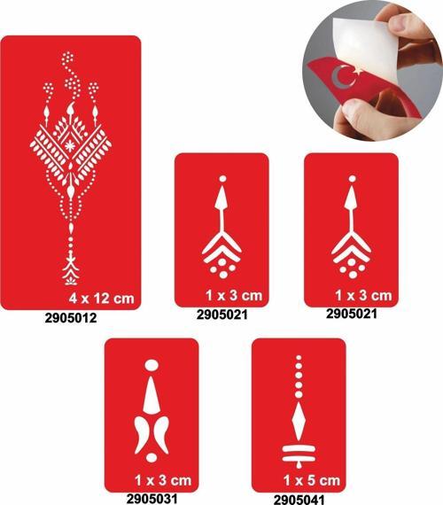 Mısır Motifi 5'li Set Geçici Dövme Kına Şablonu