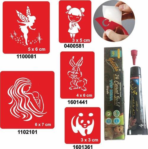 Anne Şefkati Desenleri Hint Kınası ile Geçici Dövme Yapma Seti