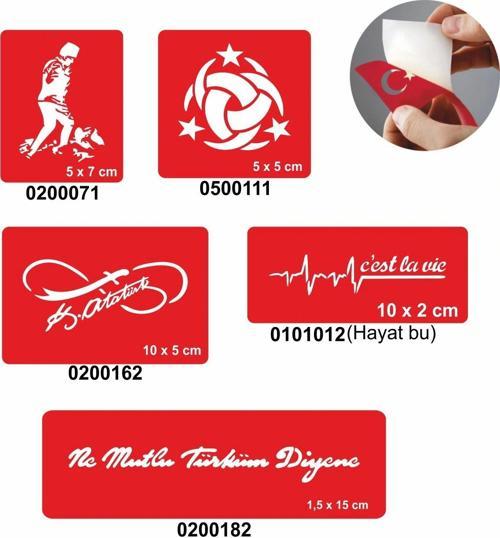 Ne Mutlu Türküm Diyene 5'li Set Geçici Dövme Kına Şablonu