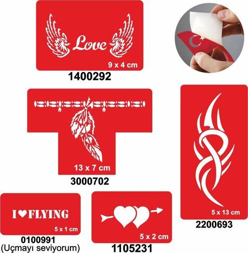 Aşk Kanatlandırır 5'li Set Geçici Dövme Kına Şablonu