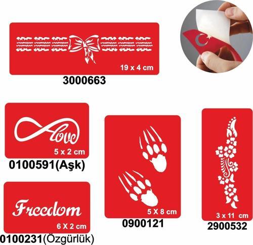 Aşk Özgürlüktür 5'li Set Geçici Dövme Kına Şablonu