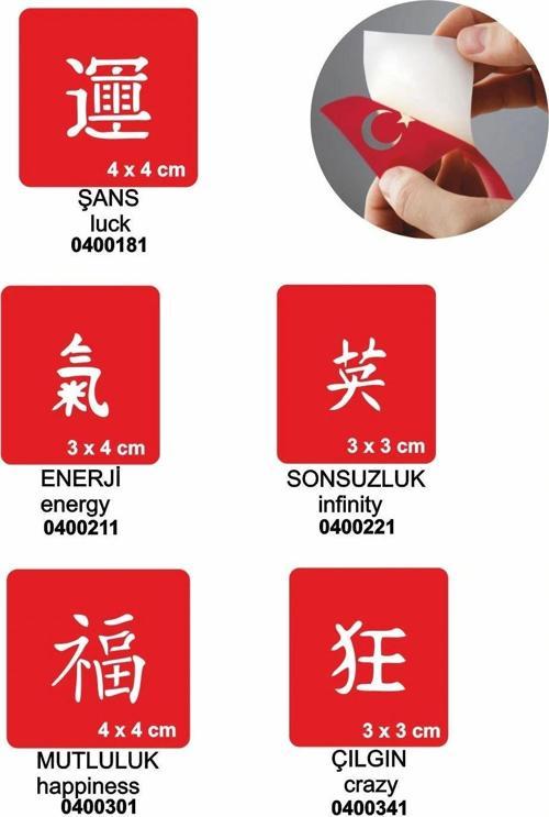 Japon Kanjiler 5'li Set Geçici Dövme Kına Şablonu