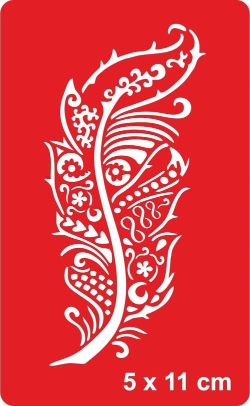 Desenli Kuş Tüyü 252 Tattoo Geçici Dövme Şablonları Kına Kalıpları