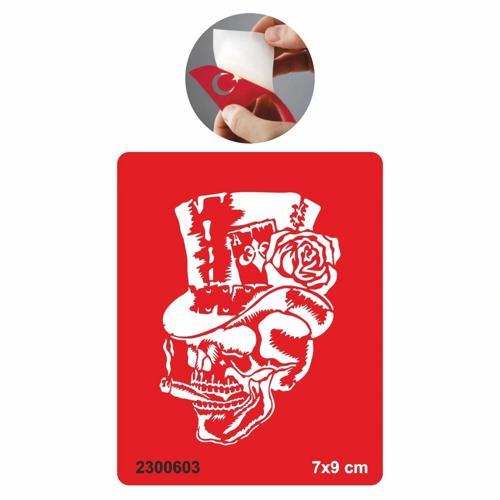 Oyuncu Kurukafa Tattoo Geçici Dövme Şablonları Kına Kalıpları