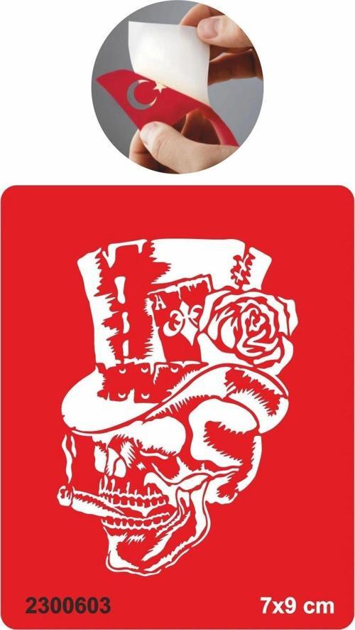 Oyuncu Kurukafa Tattoo Geçici Dövme Şablonları Kına Kalıpları