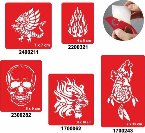 Ateş Saçan Modeller 5'li Set Geçici Dövme Kına Şablonu