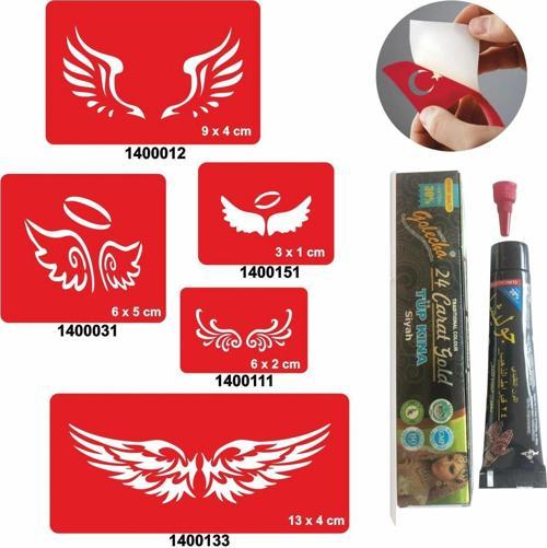 Kanat Desenleri Kına ile Geçici Dövme Yapma Seti