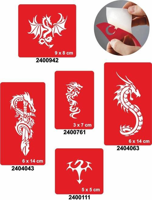 Dragonlar 5'li Set Geçici Dövme Kına Şablonu