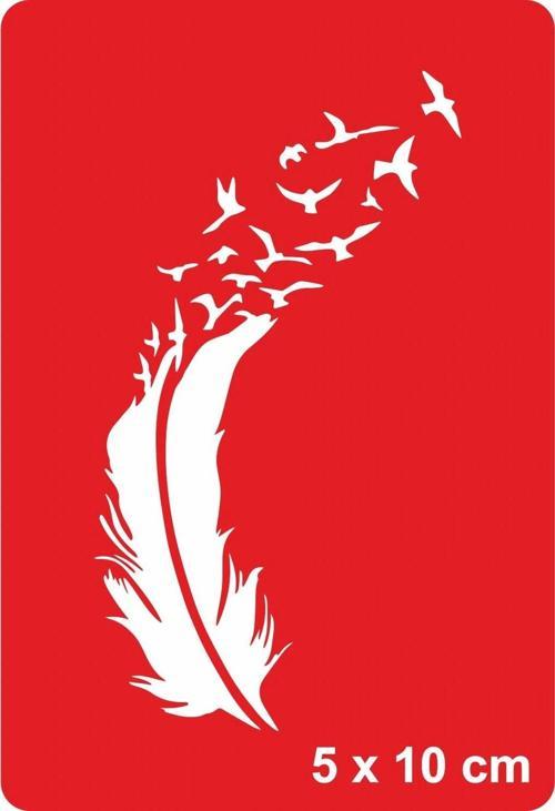 Özgür Ruhlu Tüy-1 Tattoo Geçici Dövme Şablonları Kına Kalıpları