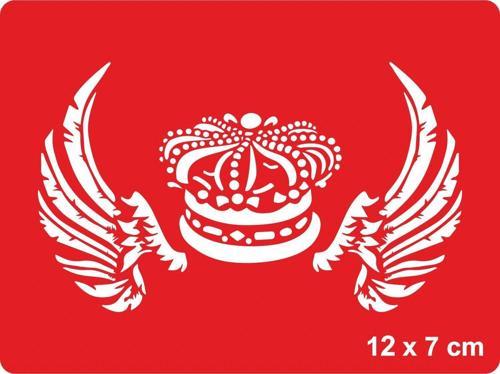 Kanatlı Kral Tacı Tattoo Geçici Dövme Şablonları Kına Kalıpları