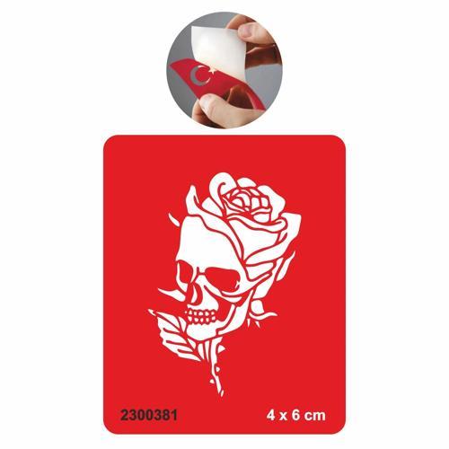 Kara Güllü İskelet Tattoo Geçici Dövme Şablonları Kına Kalıpları