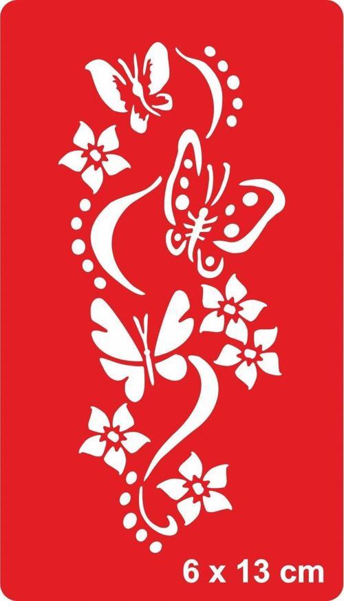 Bahar Şarkısı Kelebekler Tattoo Geçici Dövme Şablonları Kına Kalıpları