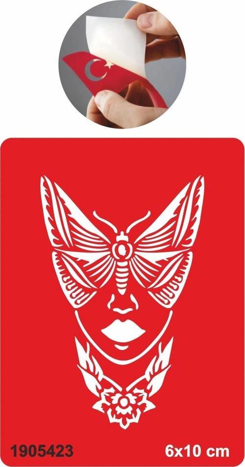Kelebek Yüzlü Kadın Tattoo Geçici Dövme Şablonları Kına Kalıpları