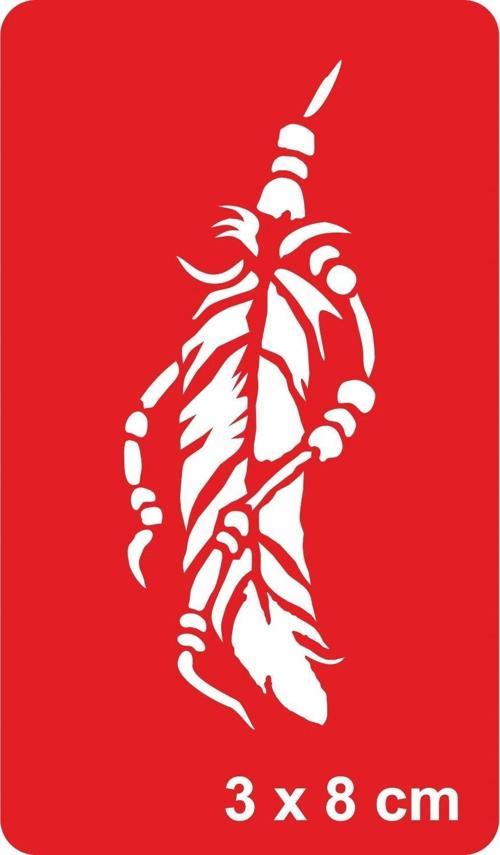 Boncuklu Kuş Tüyü Tattoo Geçici Dövme Şablonları Kına Kalıpları