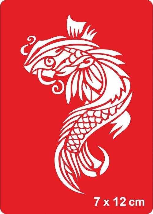 Koi Balığı Tattoo Geçici Dövme Şablonları Kına Kalıpları