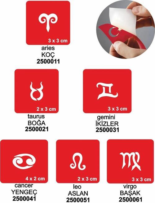 Burçlar-1 5'li Set Geçici Dövme Kına Şablonu