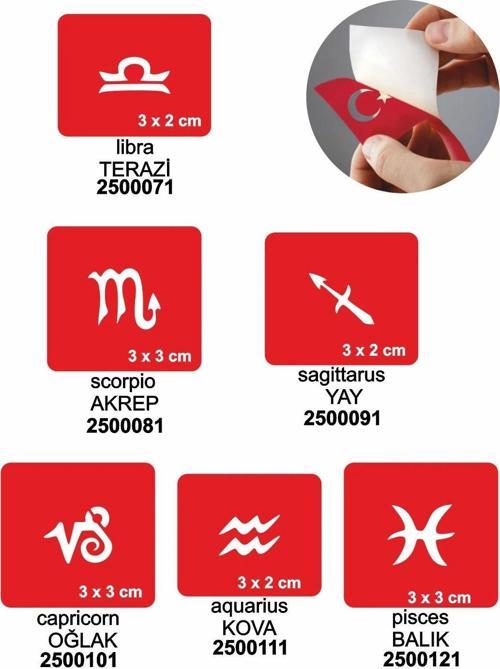 Burçlar-2 5'li Set Geçici Dövme Kına Şablonu