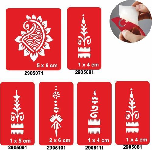 Buta 5'li Set Geçici Dövme Kına Şablonu