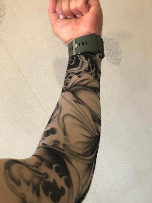 Giyilebilir Çorap Dövme Alev Dövmesi Çift Kol