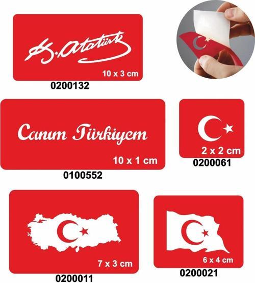 Canım Türkiyem 5'li Set Geçici Dövme Kına Şablonu