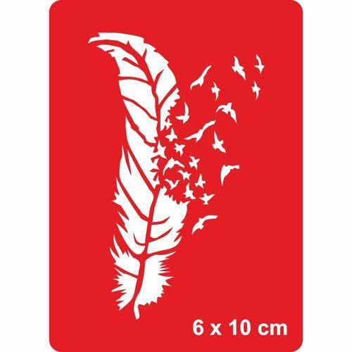 Kuş Tüyü-1 Tattoo Geçici Dövme Şablonları Kına Kalıpları