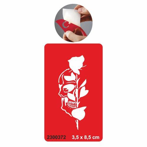 Gizemli Ölüm Kuru Kafa Gül Tattoo Geçici Dövme Şablonları Kına Kalıpları