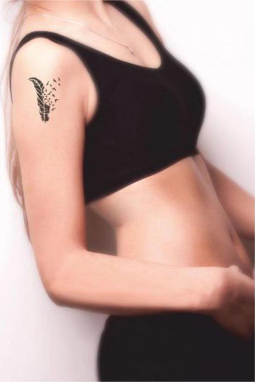 Kuş Tüyü-2 Tattoo Geçici Dövme Şablonları Kına Kalıpları