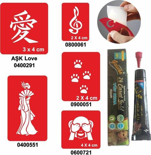 Uzakdoğu Desenleri Hint Kınası ile Geçici Dövme Yapma Seti