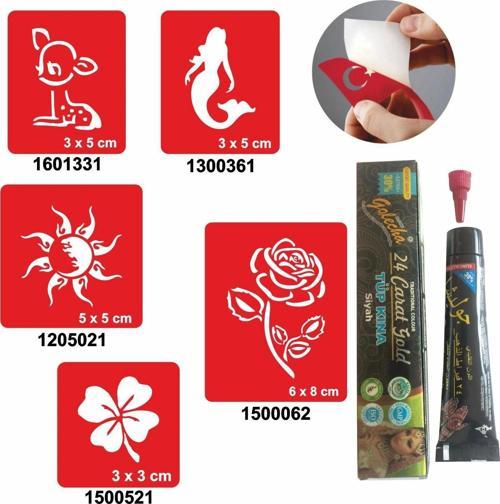 Zarif Kadın Desenleri Hint Kınası ile Geçici Dövme Yapma Seti