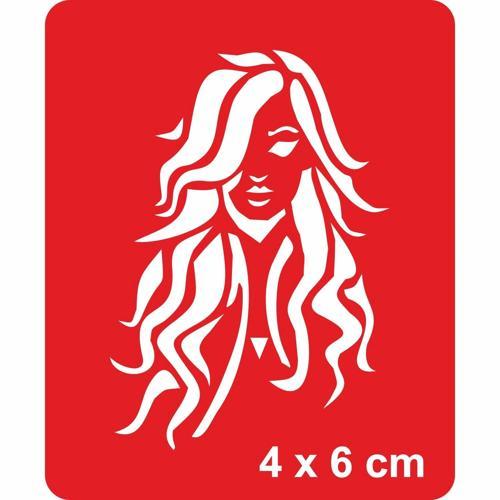 Güzel Saçlı Kadın Tattoo Geçici Dövme Şablonları Kına Kalıpları
