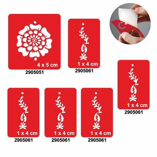 Menekşe 5'li Set Geçici Dövme Kına Şablonu