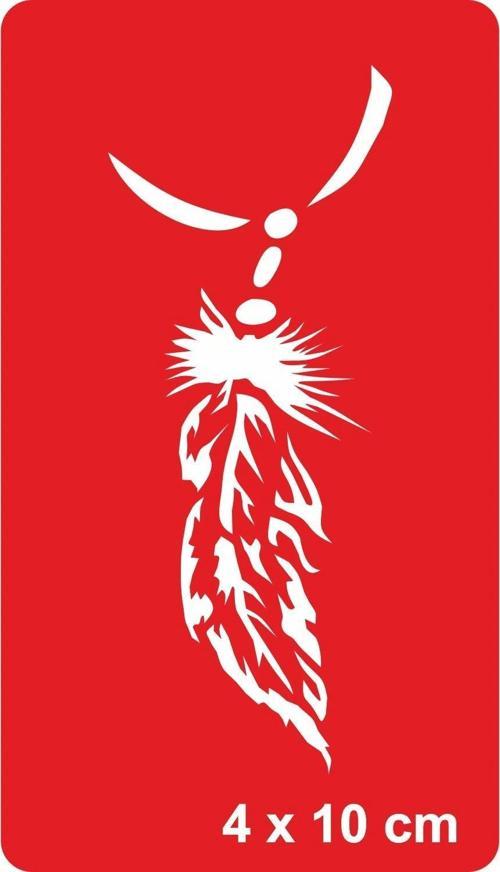 Halhal Kuş Tüyü Tattoo Geçici Dövme Şablonları Kına Kalıpları