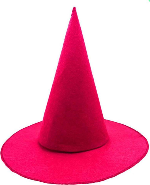 Pembe Fuşya Renk Keçe Cadı Şapkası Yetişkin Çocuk Uyumlu 35X38 cm