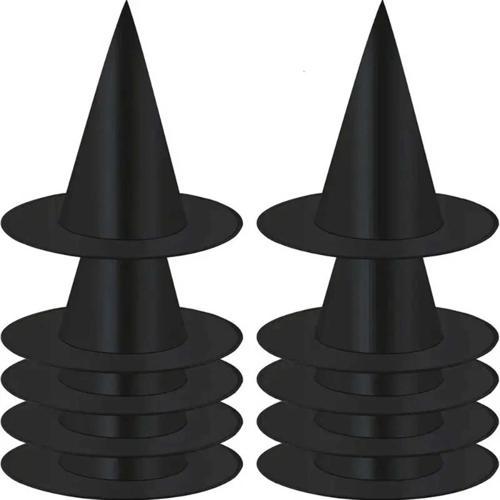 8 Adet Siyah Cadı Şapkası – Yetişkin ve Çocuk Kostüm Aksesuarı Polyester