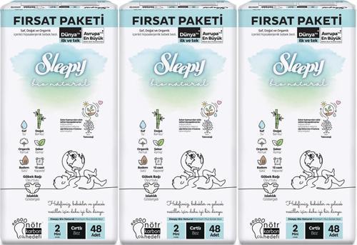 Bebek Bezi Bio Natural Beden:2 (3-6KG) Mini 144 Adet Aylık Fırsat Pk