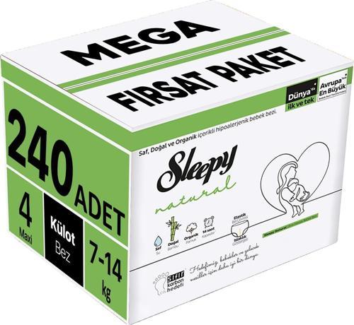 Külot Bebek Bezi Natural Beden:4 (7-14KG) Maxi 240 Adet Mega Fırsat Pk
