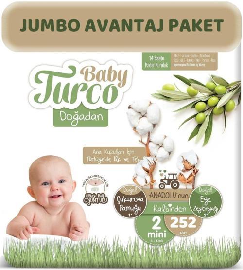 Bebek Bezi Doğadan Beden:2 (3-6Kg) Mini 252 Adet Jumbo Avantaj Pk