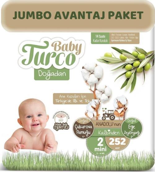 Bebek Bezi Doğadan Beden:2 (3-6Kg) Mini 252 Adet Jumbo Avantaj Pk