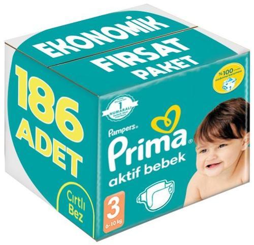 Bebek Bezi Beden:3 (6-10Kg) Midi 186 Adet Ekonomik Fırsat Pk