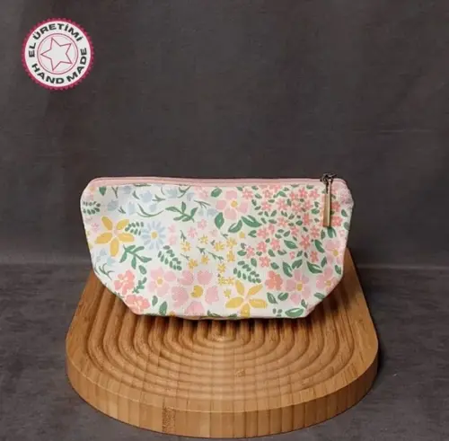 - Gamze 9546 8186 El Yapımı Keten Makyaj Çantası - Pembe
