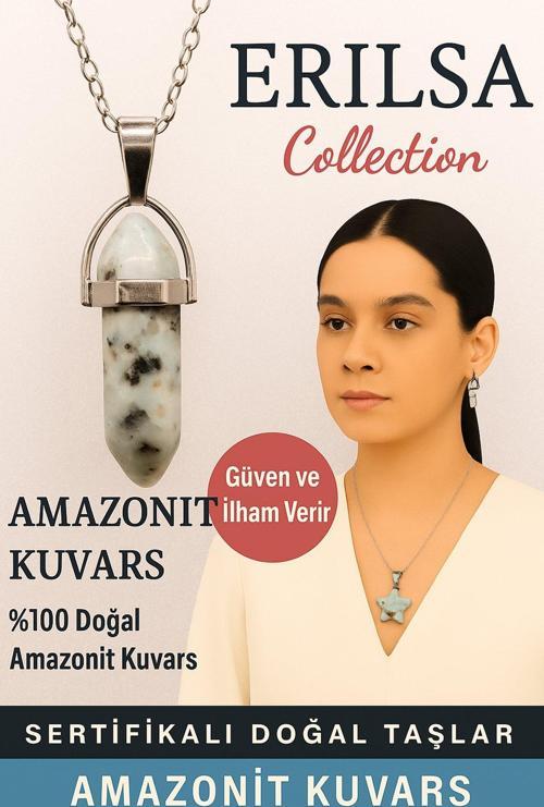 Sertifikalı Çivi Model Amazonit Kuvars Doğal Taş Kolye – Güven ve İlham Verir