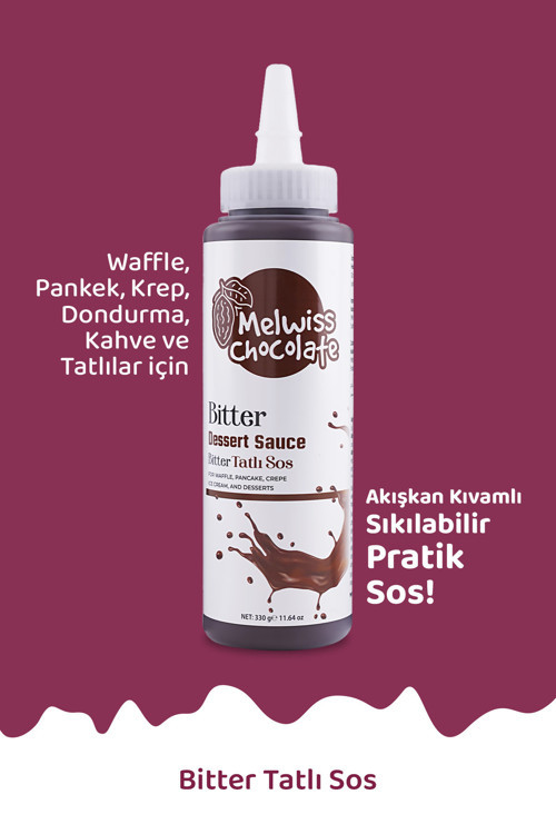 Bitter Çikolata Sosu 330 g - Waffle Krep Pankek Çikolata Sosu