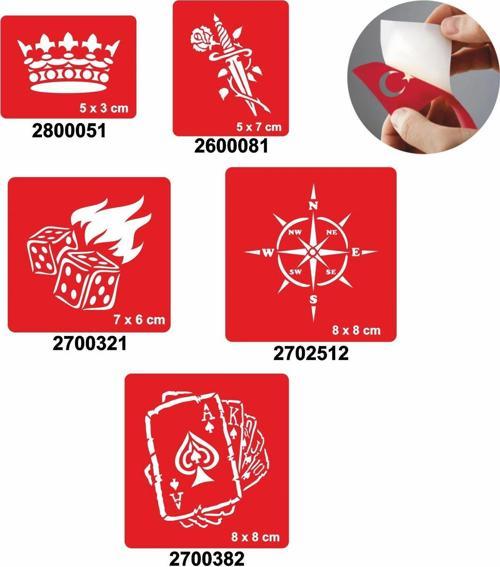 Şans Oyunları 5'li Set Geçici Dövme Kına Şablonu