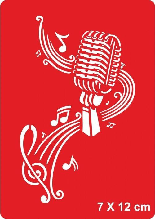 Şarkı Mikrofon Nota  Tattoo Geçici Dövme Şablonları Kına Kalıpları