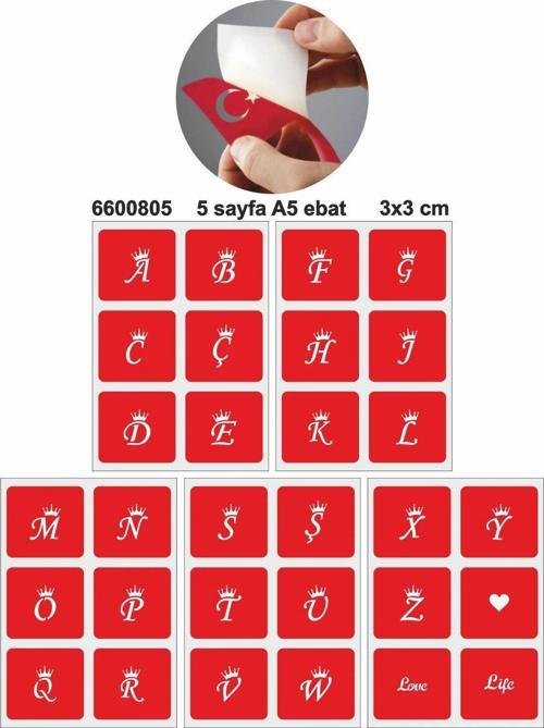 Taçlı Harf Şablon Set Dövme Deseni