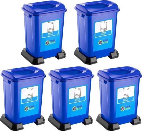 SY-4395 Sıfır Atık Kağıt Geri Dönüşüm Çöp Kutusu 50 lt Mavi 5 Adet