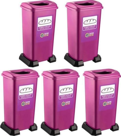 SY-4398 Sıfır Atık Ekmek Geri Dönüşüm Çöp Kutusu 70 lt Mor 5 Adet