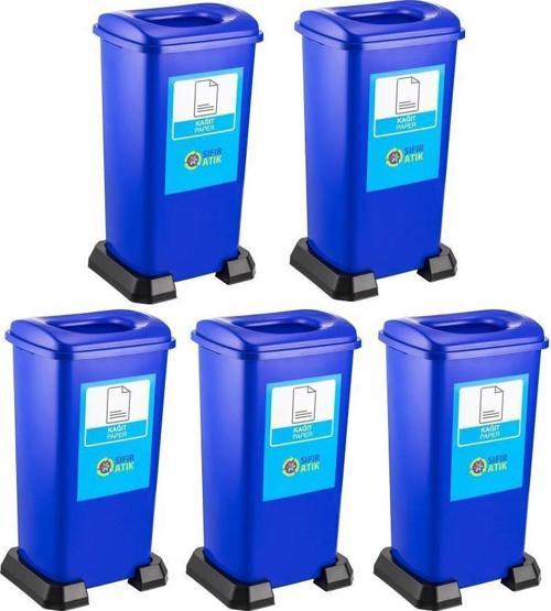 SY-4398 Sıfır Atık Kağıt Geri Dönüşüm Çöp Kutusu 70 lt Mavi 5 Adet