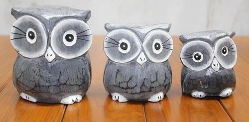 Ahşap 3'lü Baykuş Seti Polos:2